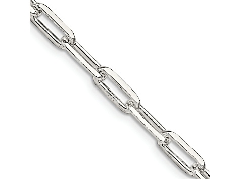 Sterling Silver 4.25mm Elongated Open Link Chain Necklace