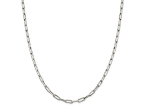 Sterling Silver 4.25mm Elongated Open Link Chain Necklace