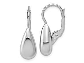 Rhodium Over Sterling Silver Polished Teardrop Leverback Earrings