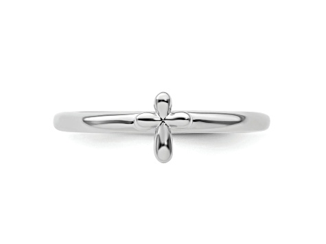 Sterling Silver Stackable Expressions Rhodium-Plated Cross