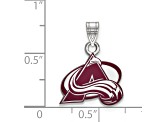 Rhodium Over Sterling Silver NHL LogoArt Colorado Avalanche Enamel Pendant