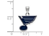 Rhodium Over Sterling Silver NHL LogoArt St. Louis Blues Small Enameled Pendant