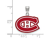 Rhodium Over Sterling Silver NHL LogoArt Montreal Canadiens Enamel Pendant