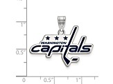 Rhodium Over Sterling Silver NHL LogoArt Washington Capitals Enamel Pendant