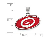 Rhodium Over Sterling Silver NHL LogoArt Carolina Hurricanes Enamel Pendant