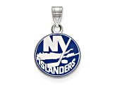 Rhodium Over Sterling Silver NHL LogoArt New York Islanders Enamel Pendant