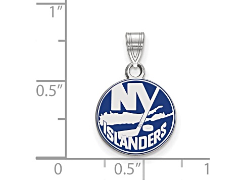 Rhodium Over Sterling Silver NHL LogoArt New York Islanders Enamel Pendant