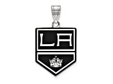 Rhodium Over Sterling Silver NHL LogoArt Los Angeles Kings Large Enamel Pendant