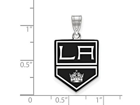 Rhodium Over Sterling Silver NHL LogoArt Los Angeles Kings Large Enamel Pendant
