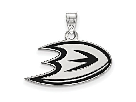 Rhodium Over Sterling Silver NHL LogoArt Anaheim Ducks Enamel Pendant