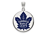 Rhodium Over Sterling Silver NHL LogoArt Toronto Maple Leafs Enamel Pendant