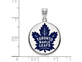 Rhodium Over Sterling Silver NHL LogoArt Toronto Maple Leafs Enamel Pendant
