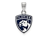 Rhodium Over Sterling Silver NHL LogoArt Florida Panthers Small Enamel Pendant