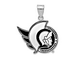 Rhodium Over Sterling Silver NHL LogoArt Ottawa Senators Large Enamel Pendant