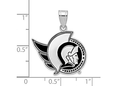 Rhodium Over Sterling Silver NHL LogoArt Ottawa Senators Large Enamel Pendant