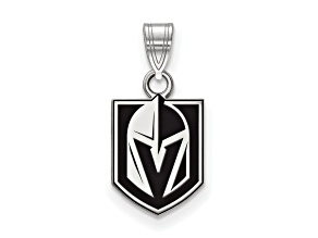 Rhodium Over Sterling Silver NHL LogoArt NHL Vegas Golden Knights Enamel Pendant