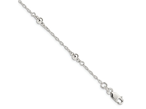 Sterling Silver Polished Fancy Bead with 1-inch Extensions Children's Bracelet