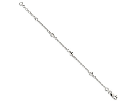 Sterling Silver Polished Fancy Bead with 1-inch Extensions Children's Bracelet