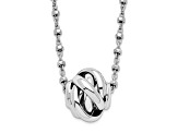 Sterling Silver Rhodium-plated Polished Love Knot Diamond-cut Chain Necklace