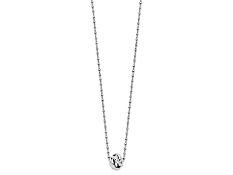 Sterling Silver Rhodium-plated Polished Love Knot Diamond-cut Chain Necklace