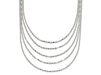 Picture of Sterling Silver 5 Strand Fancy Flat Link Necklace