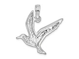 Rhodium Over Sterling Silver Polished Flying Seagull Pendant