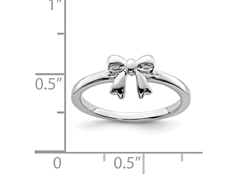 Rhodium Over Sterling Silver Polished Bow Children's Ring