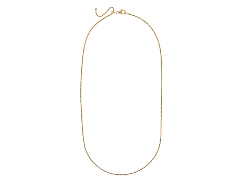 18K Yellow Gold Plated Sterling Silver 1.46 mm Adjustable Rope Chain 22" Necklace