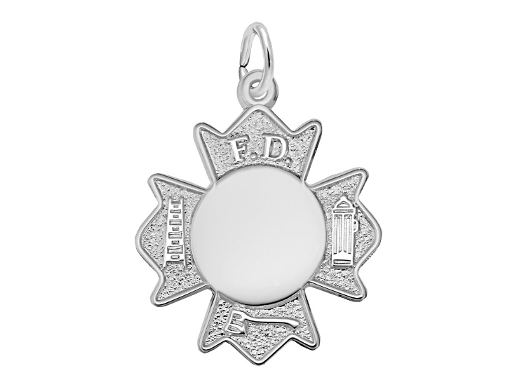 Silver Fire Department Badge Charm
