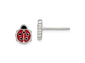 Picture of Sterling Silver and Enamel Ladybug Children's Post Earrings