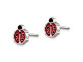 Sterling Silver and Enamel Ladybug Children's Post Earrings