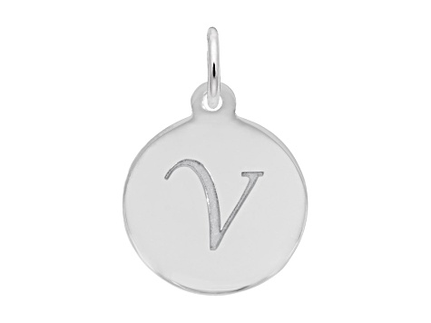 Silver Petite Initial - Script V Charm - 15F6MV | JTV