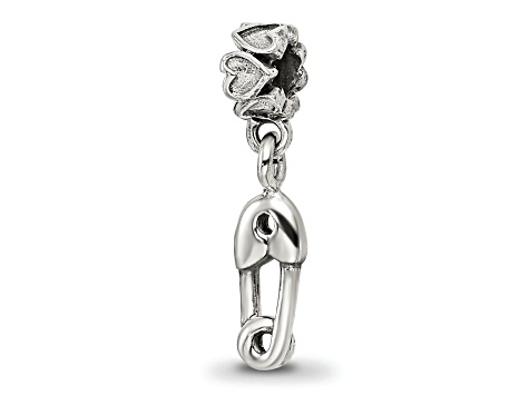 Sterling Silver Kids Safety Pin Dangle Bead