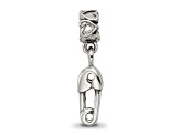 Sterling Silver Kids Safety Pin Dangle Bead
