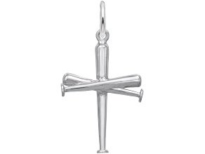 Silver Baseball Bat Cross Charm