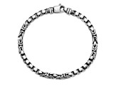 Sterling Silver Mens Antiqued Brushed Byzantine Box Link Bracelet