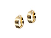 18K Yellow Gold Over Sterling Silver Textured 1/2" Round Hoop Earrings