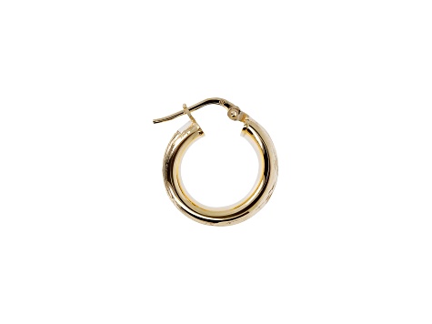 18K Yellow Gold Over Sterling Silver Textured 1/2" Round Hoop Earrings