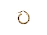 18K Yellow Gold Over Sterling Silver Textured 1/2" Round Hoop Earrings