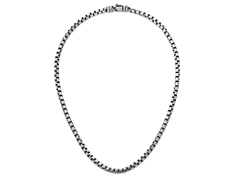 Sterling Silver Antiqued and Satin 5.0mm Box 16 Inch Chain