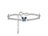 Sterling Silver Multi-color Enamel Butterfly with 1-inch Extensions Children's Bracelet