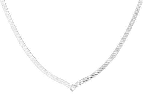 950 Sterling Silver 3.5mm V Shape Polished & Diamond-Cut Herringbone 18 Inch Necklace