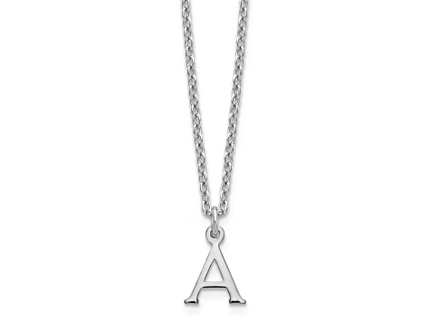 Rhodium Over Sterling Silver Cutout Letter A Initial Necklace