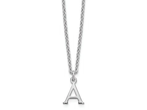 Rhodium Over Sterling Silver Cutout Letter A Initial Necklace