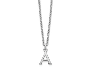 Rhodium Over Sterling Silver Cutout Letter A Initial Necklace