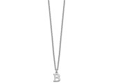 Rhodium Over Sterling Silver Cutout Letter B Initial Necklace