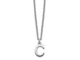 Rhodium Over Sterling Silver Cutout Letter C Initial Necklace