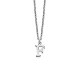 Rhodium Over Sterling Silver Cutout Letter F Initial Necklace