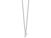 Rhodium Over Sterling Silver Cutout Letter F Initial Necklace