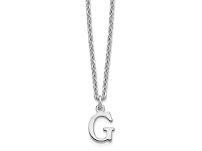 Rhodium Over Sterling Silver Cutout Letter G  Initial Necklace
